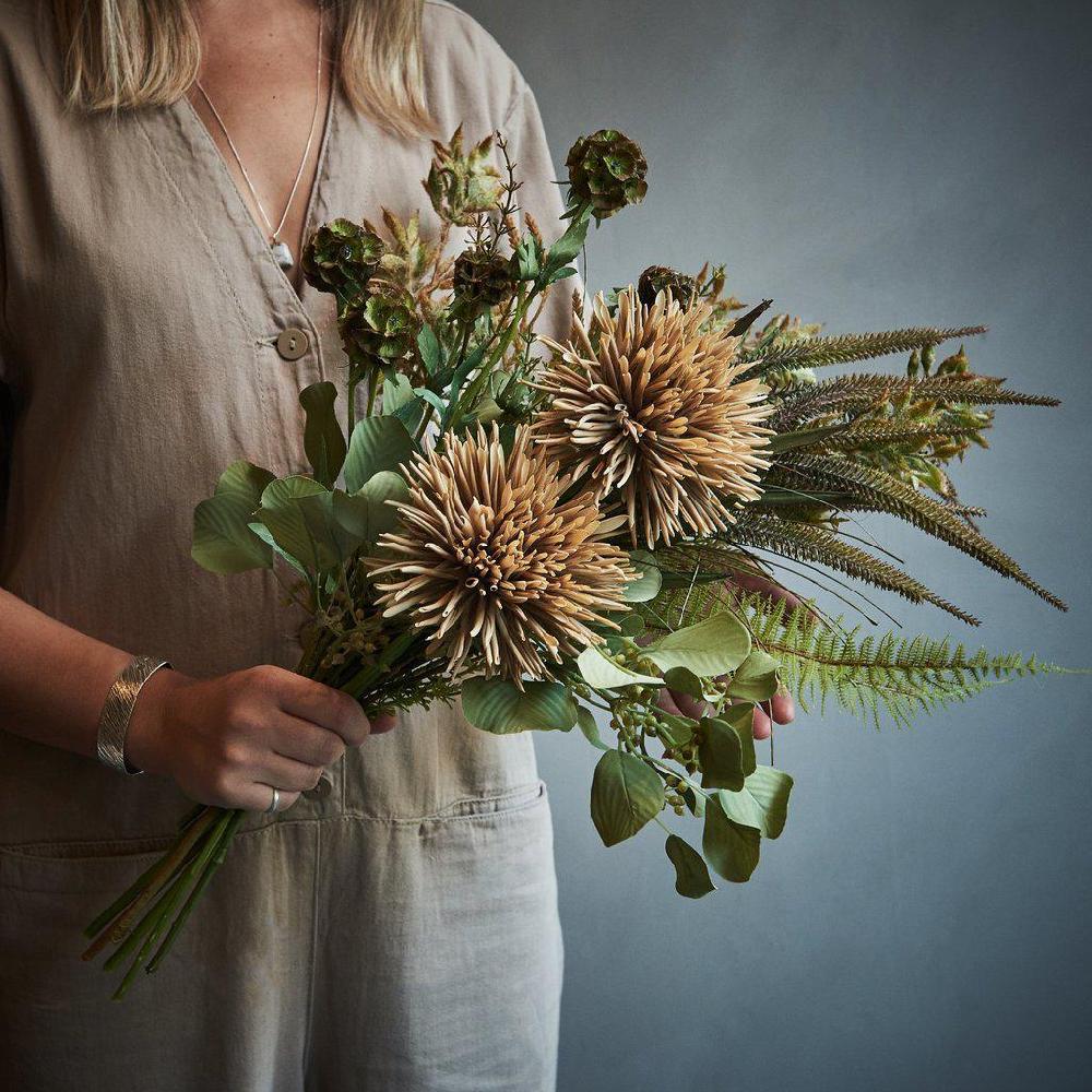 Greige Faux Dahlia Hazel Stem