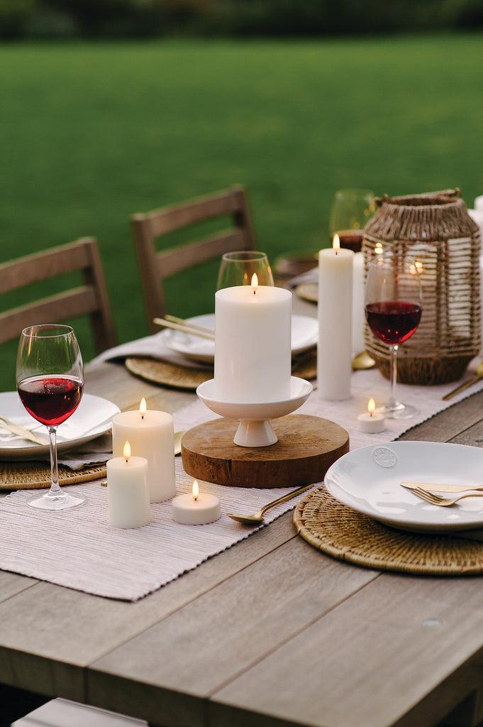 Greige Faux LED Pillar Candle - Outdoor - By Uyuni