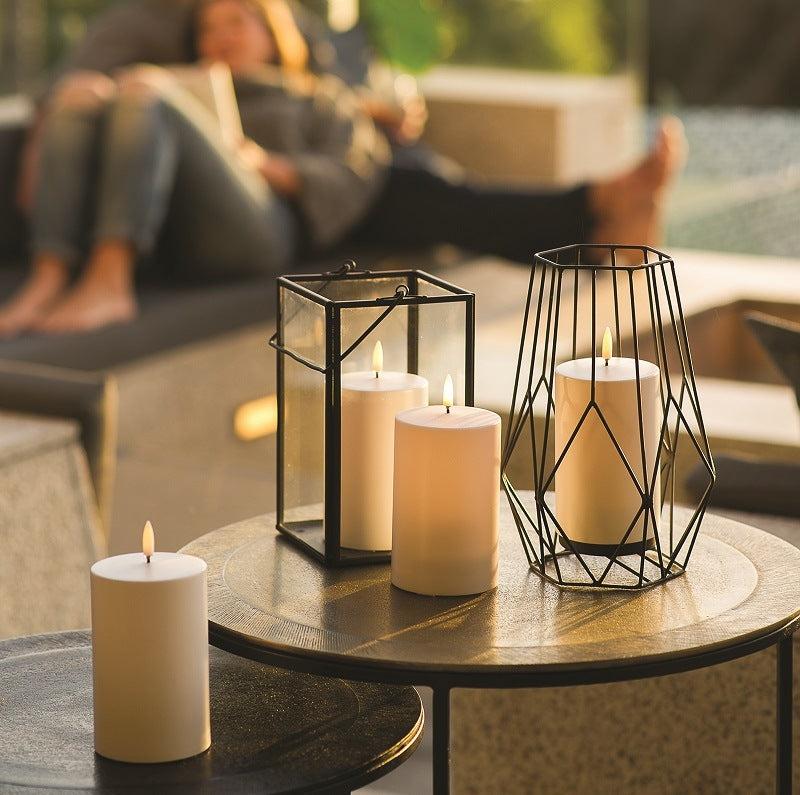 Greige Faux LED Pillar Candle - Outdoor - By Uyuni