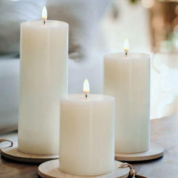 greige Faux LED Pillar Candles by Uyuni