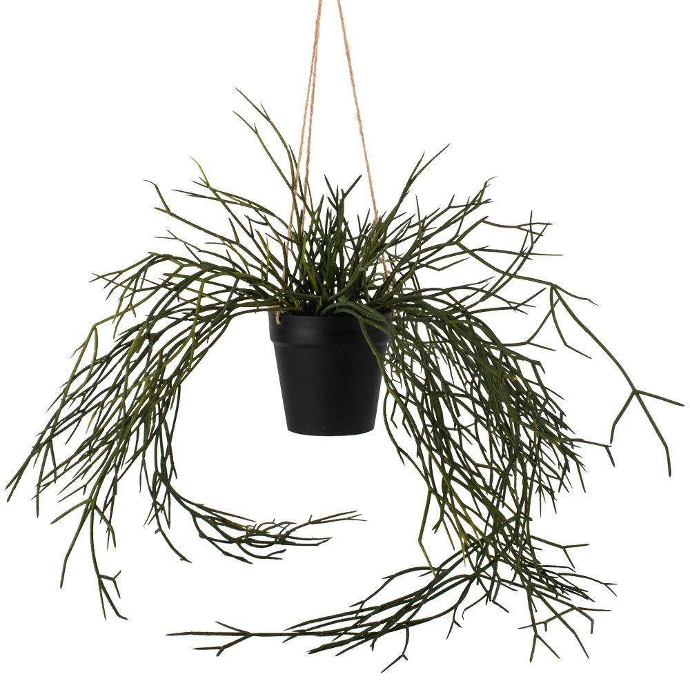 Greige Faux Trailing Grass In Pot