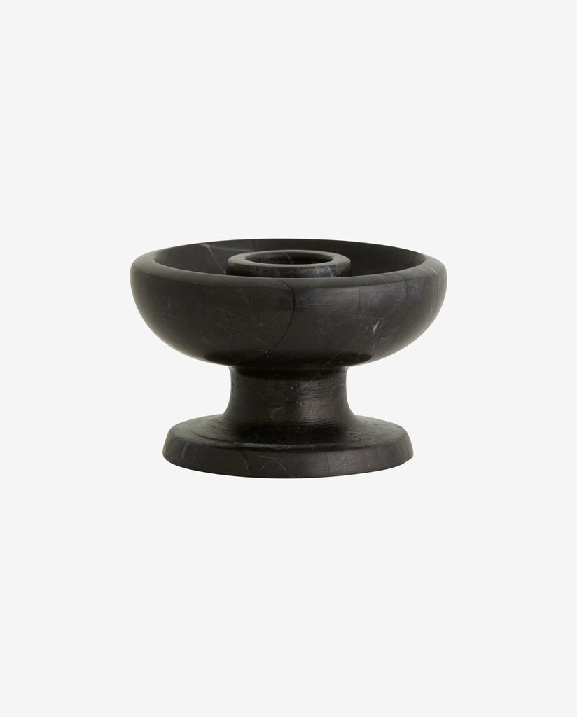 Greige Felicity Marble Candle Holder - Black