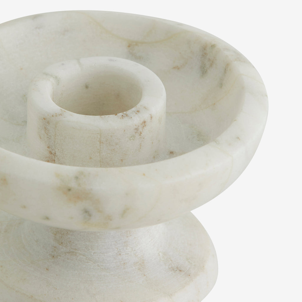Greige Felicity Marble Candle Holder - White