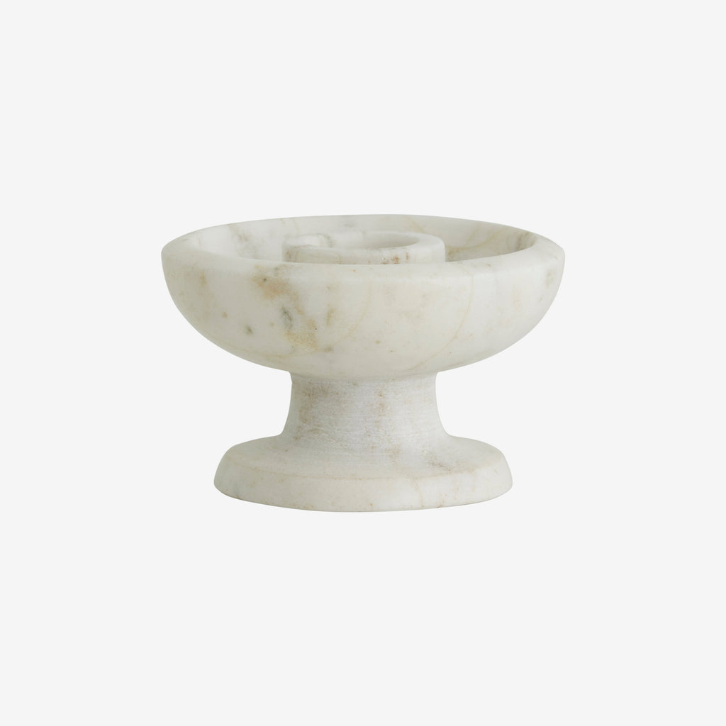 greige Felicity Marble Candle Holder - White