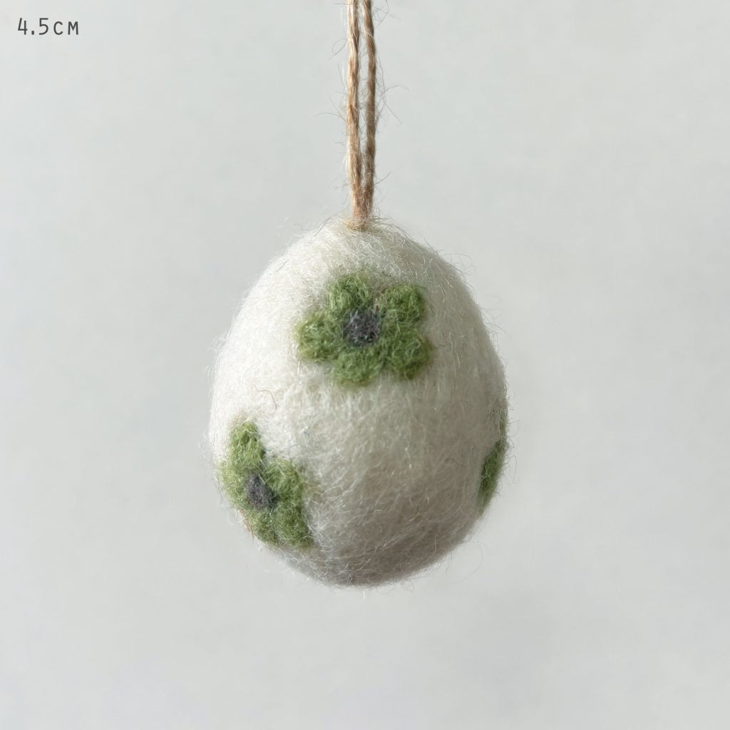 Greige Felt Daisy Egg - Yellow Green Or Pink