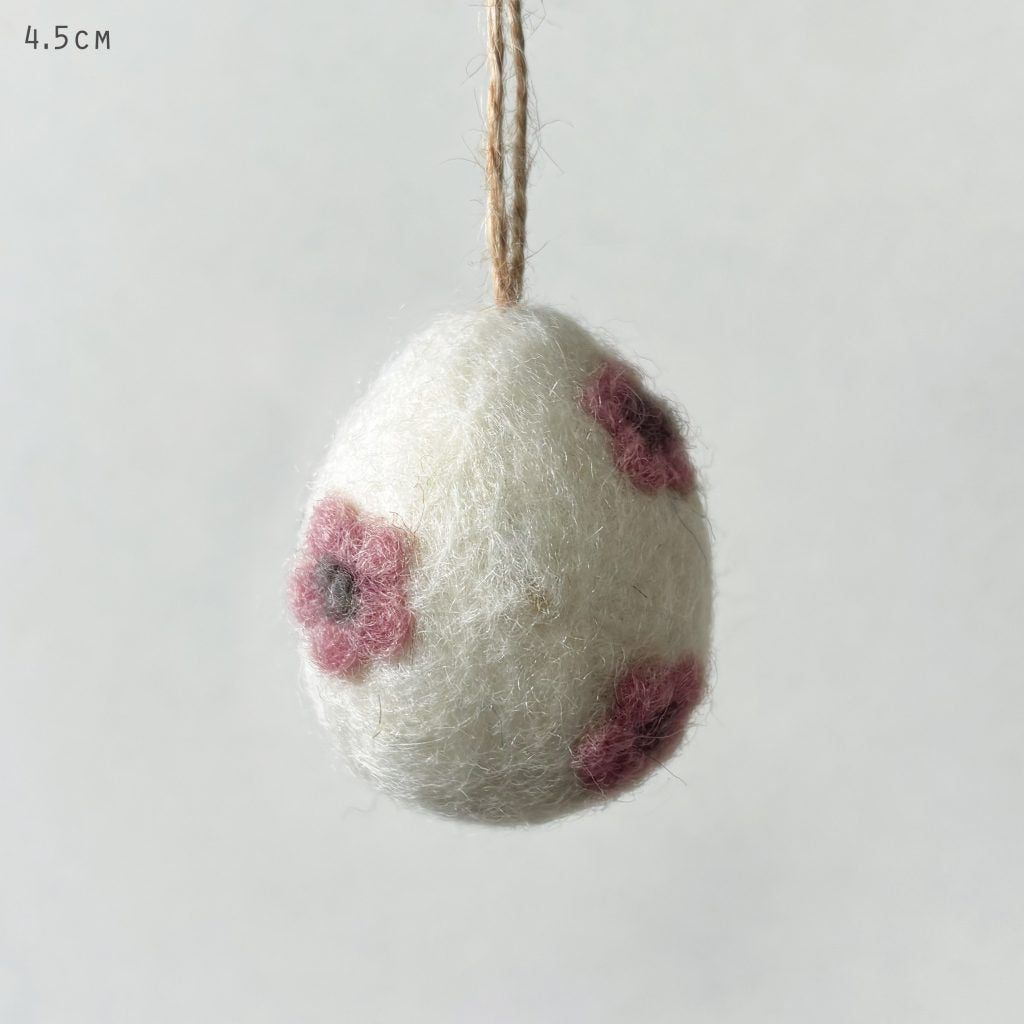 Greige Felt Daisy Egg - Yellow Green Or Pink
