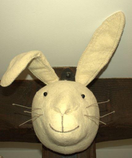 Greige Felt White Rabbit Head