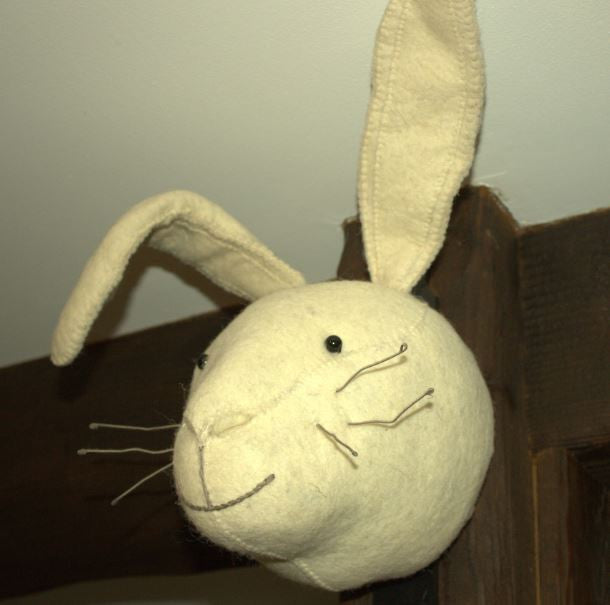 Greige Felt White Rabbit Head