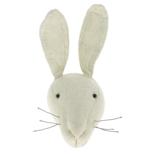 greige Felt White Rabbit Head