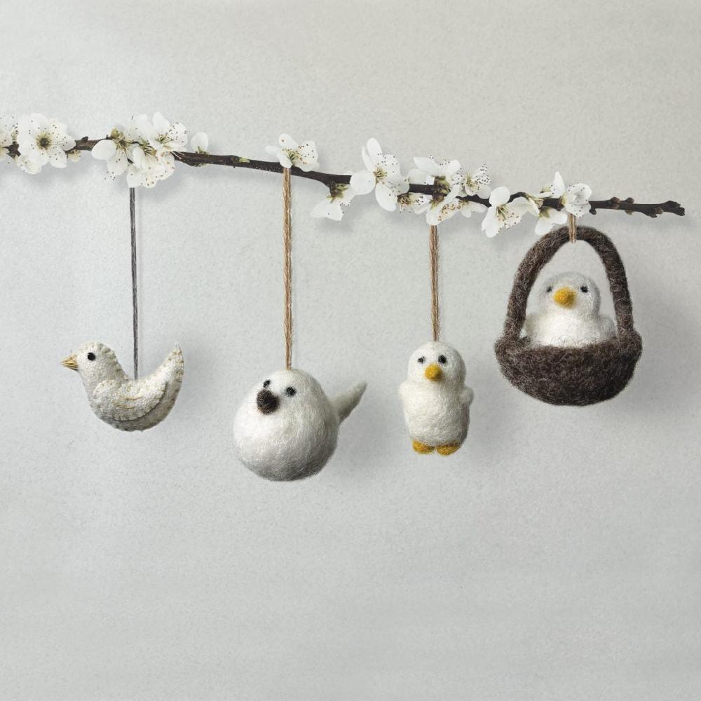 Greige Felted Chick Hanging Decoration