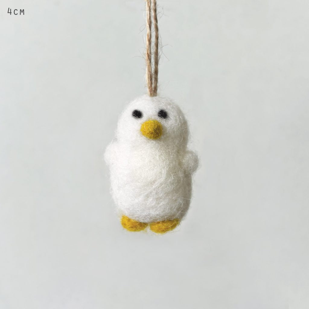 greige Felted Chick Hanging Decoration