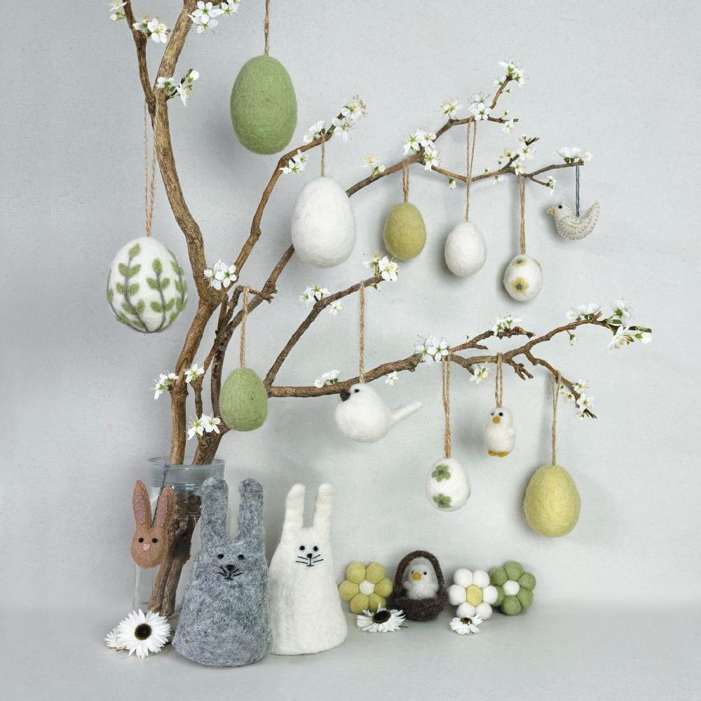 Greige Felted Chick In Nest