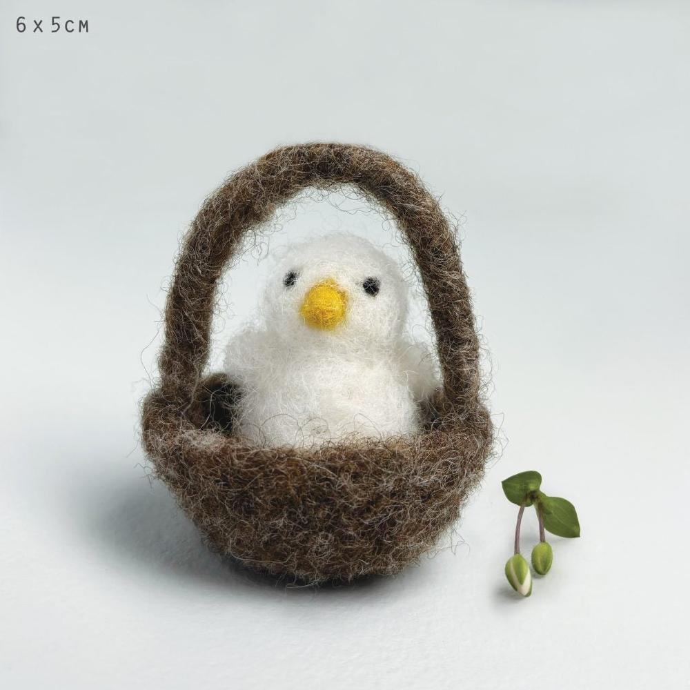 greige Felted Chick in Nest