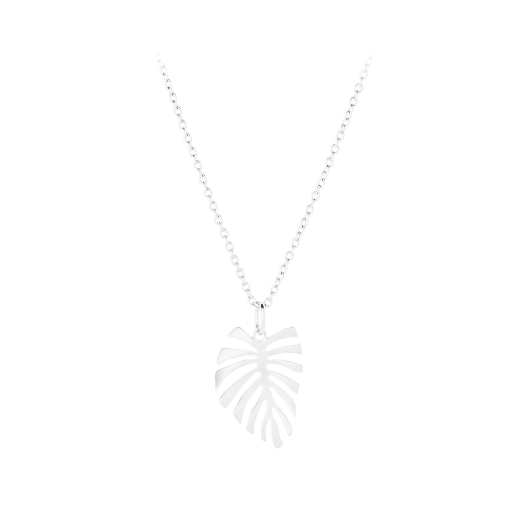 Greige Fern Leaf Necklace - Silver - Pernille Corydon