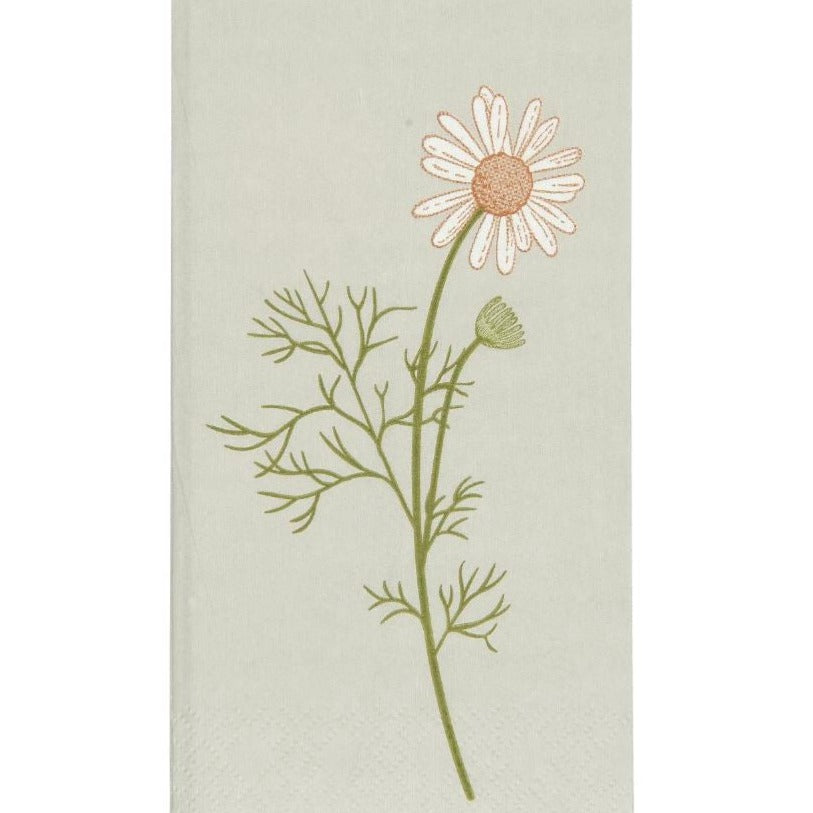 greige Floral Paper Napkins - Chamomile or Angelica