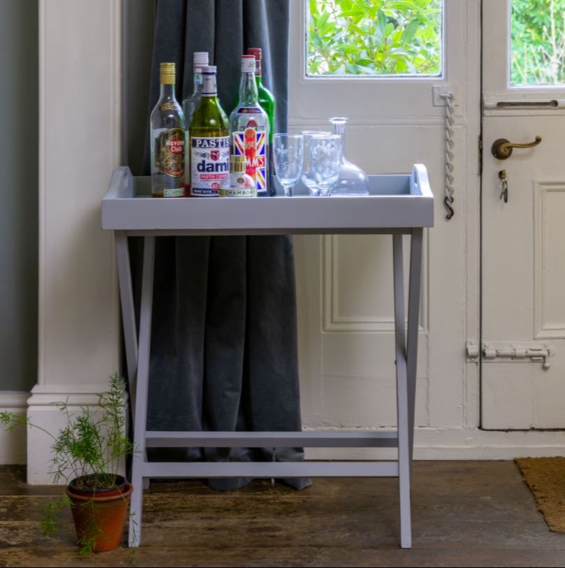 Greige Folding Butler Tray Table - Distressed Grey