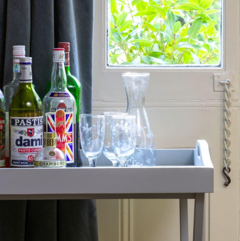 Greige Folding Butler Tray Table - Distressed Grey