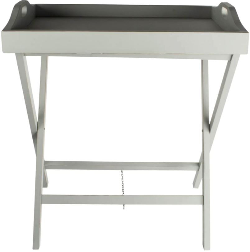 greige Folding Butler Tray Table - Distressed Grey