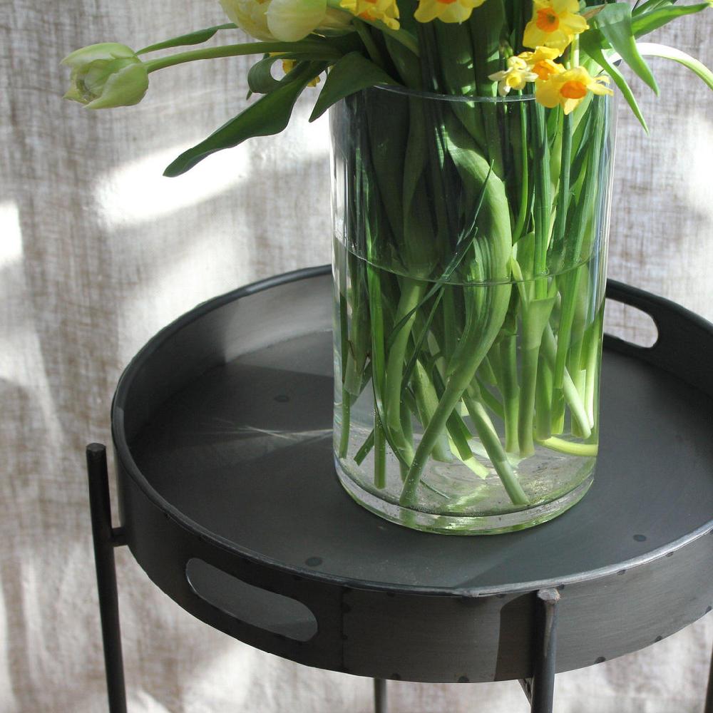 Greige Folding Round Iron Tray Table - Three Sizes