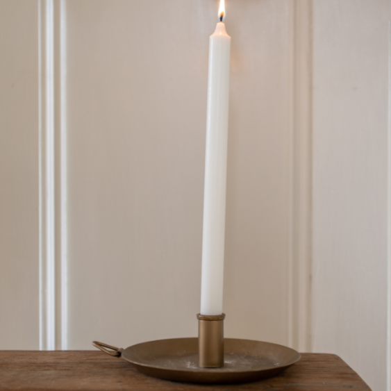 Greige Forged Brass Candle Holder