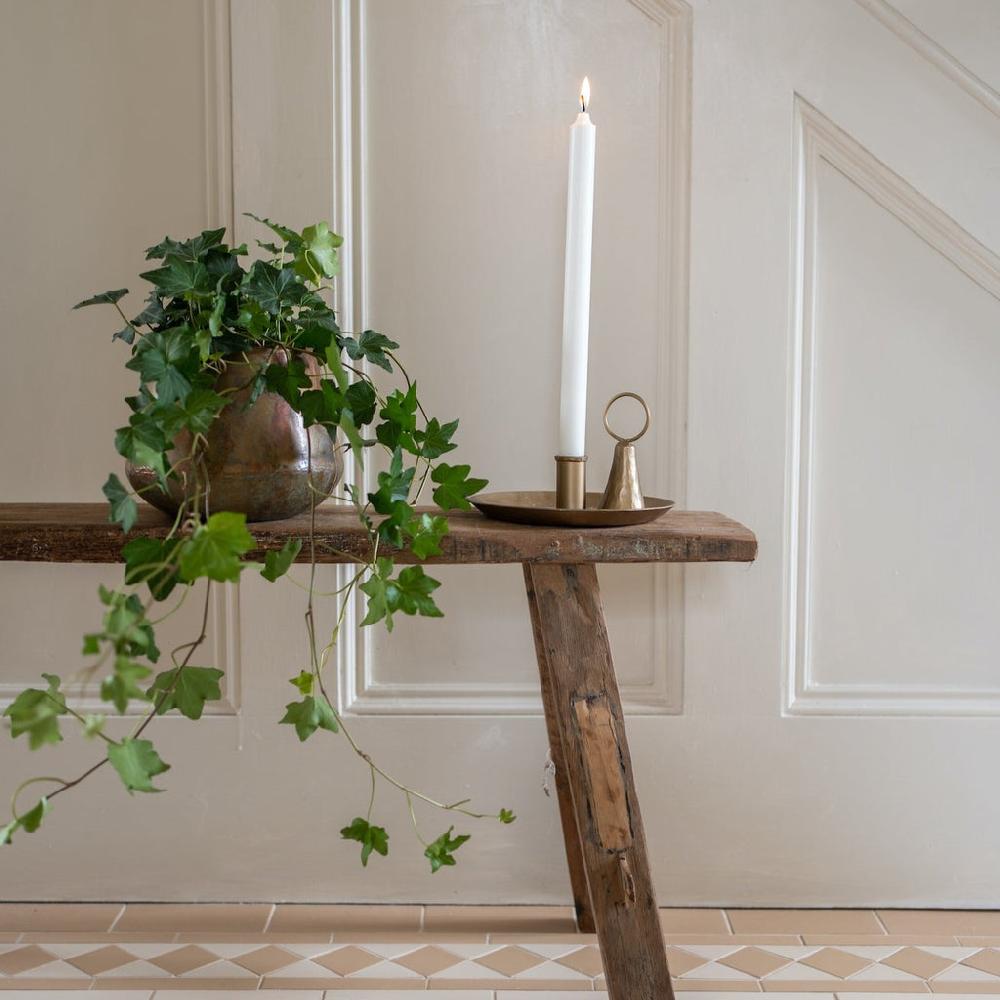 Greige Forged Brass Candle Holder