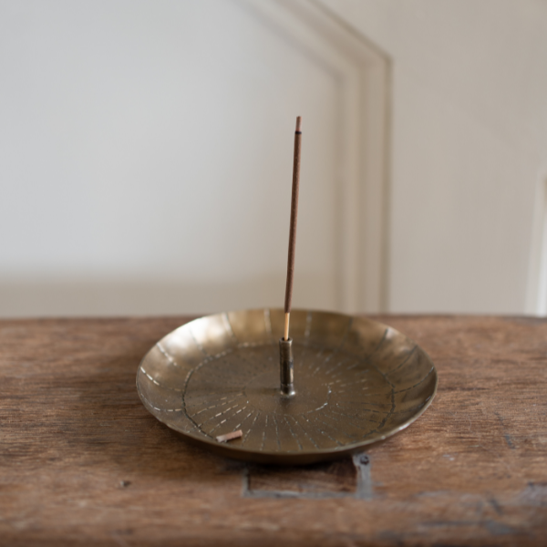 Greige Forged Brass Incense Holder