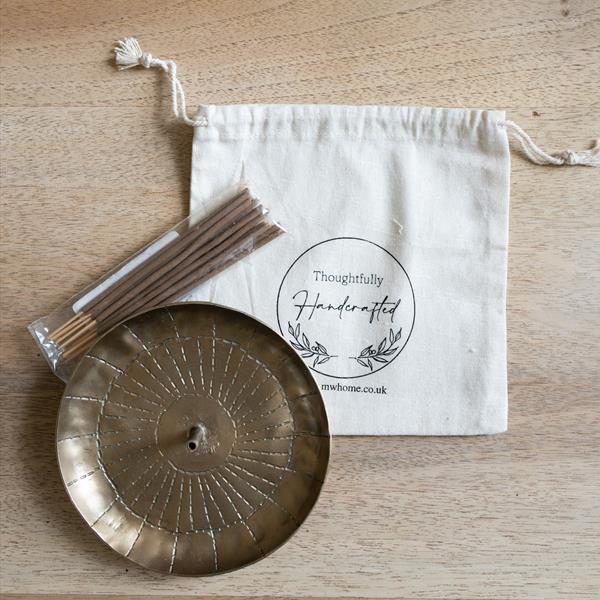 greige Forged Brass Incense Holder