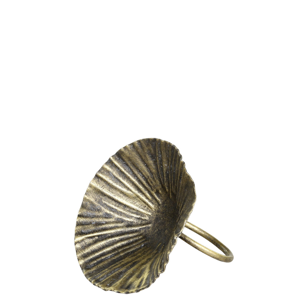 Greige Four Flower Napkin Rings - Antique Brass