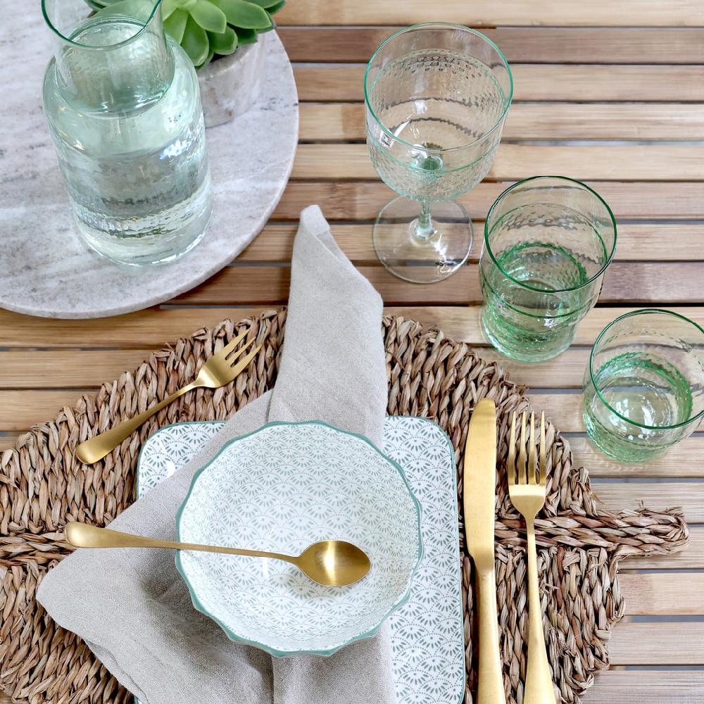 Greige Four Handcrafted Wine Glasses - Antique Green