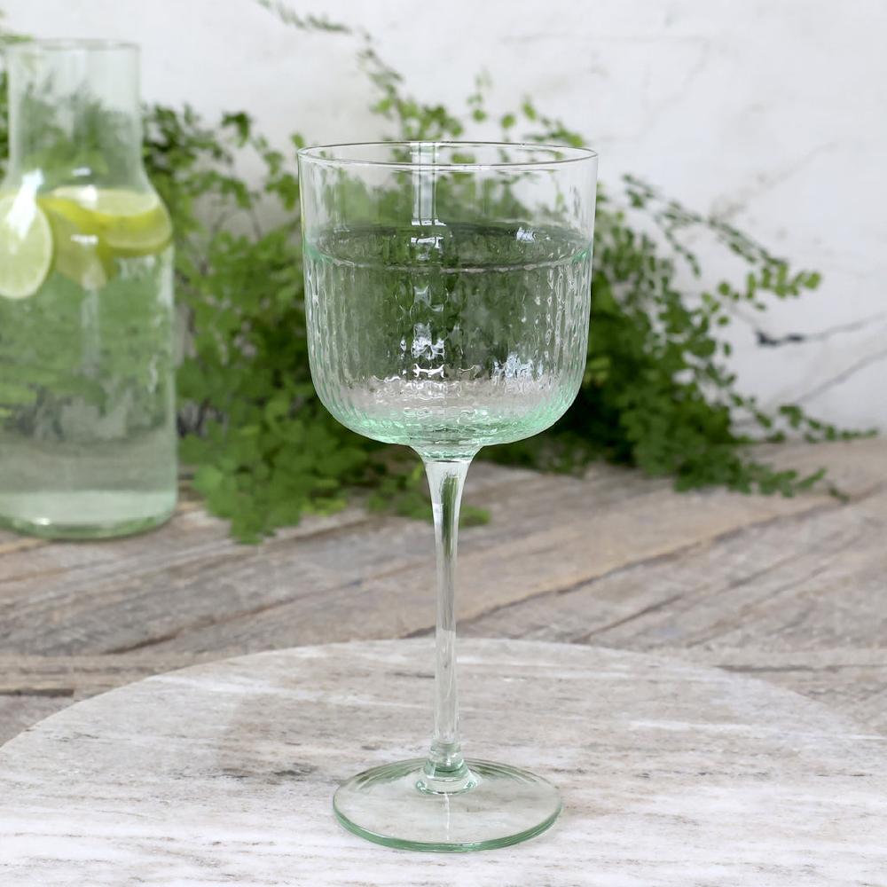 greige Four Handcrafted Wine Glasses - Antique Green