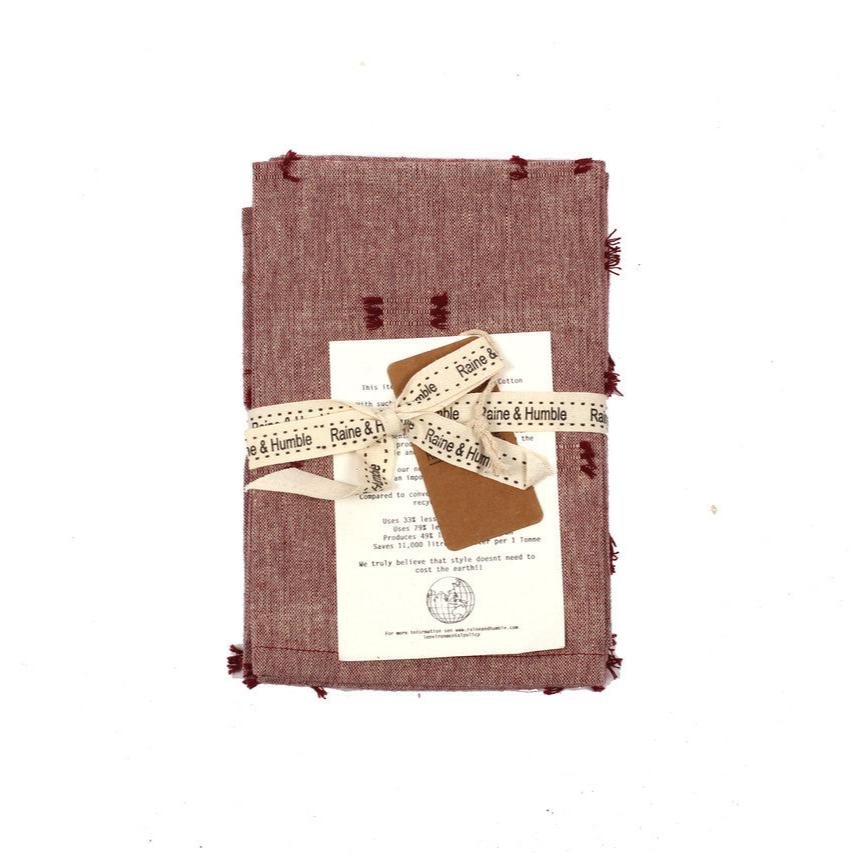 Greige Four Recycled Cotton Napkins - Tuft - Ruby