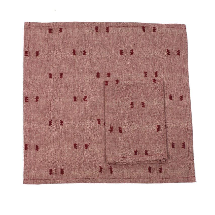 Greige Four Recycled Cotton Napkins - Tuft - Ruby