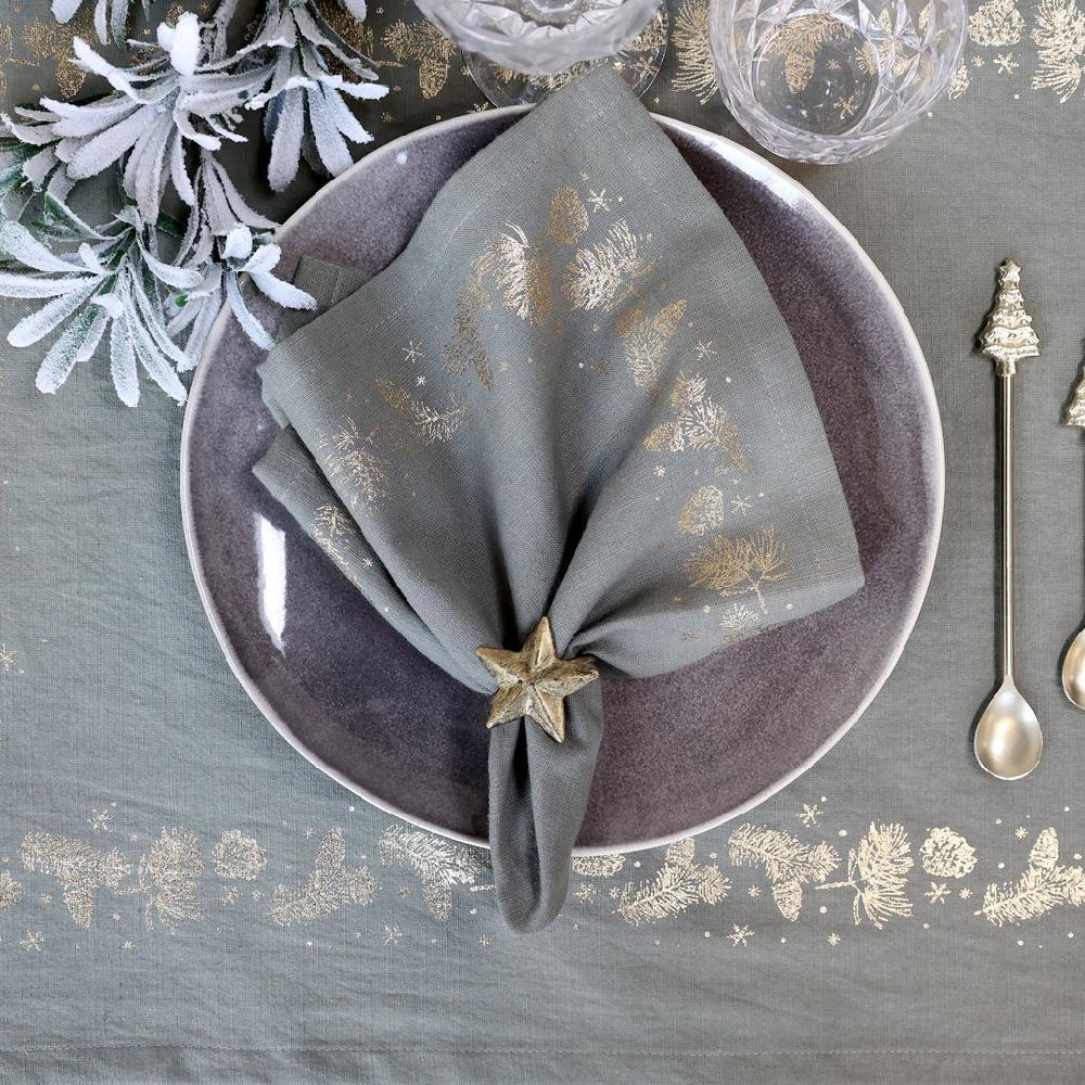 Greige Four Star Napkin Rings - Antique Brass