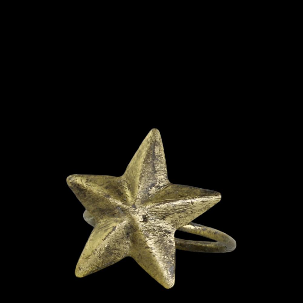 Greige Four Star Napkin Rings - Antique Brass