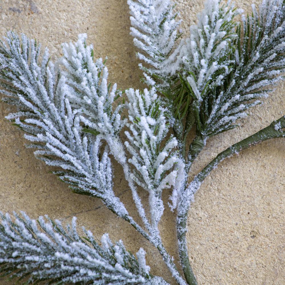 Greige Frosted Faux Fir Candle Ring - Small