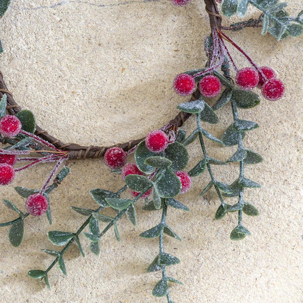 Greige Frosted Faux Red Berry Candle Ring