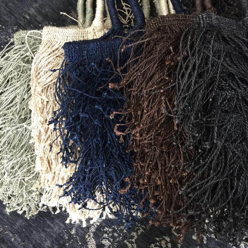 greige Funky Fringed Jute Bag