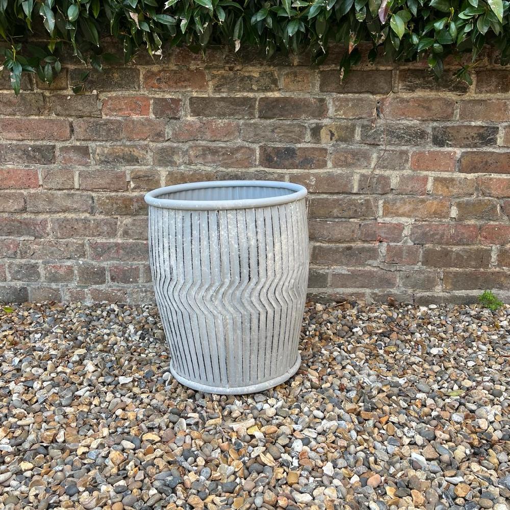 Greige Galvanised Dolly Planter - Tall - Two Sizes