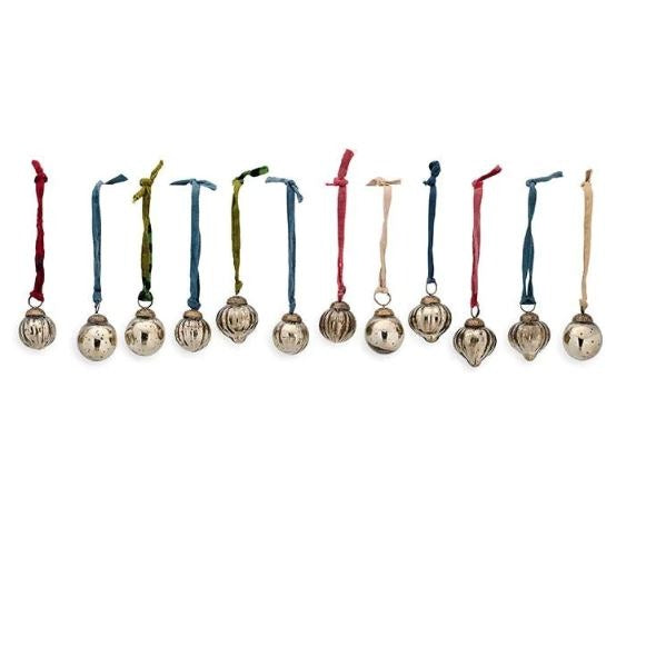 Greige Glass Dew Drop Baubles - Antique Gold
