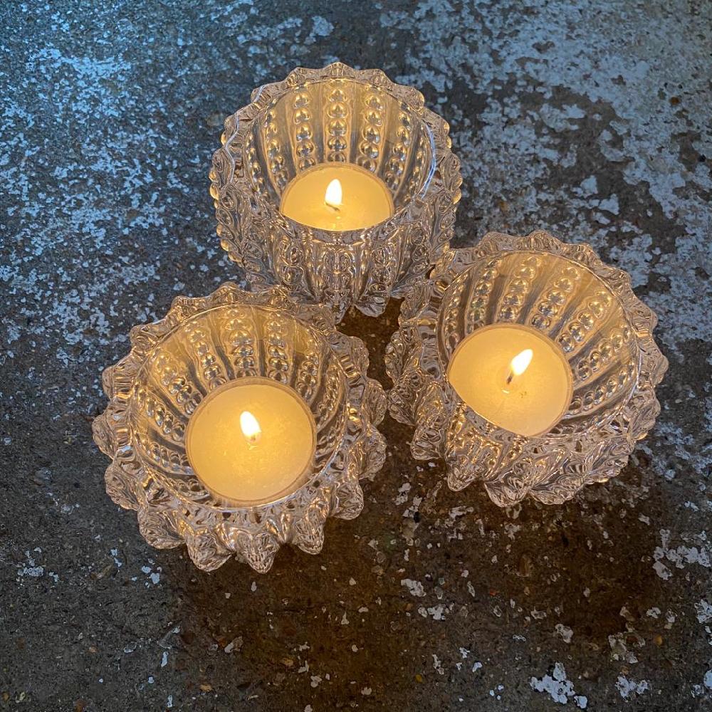 Greige Glass Sea Urchin Tealight Holder