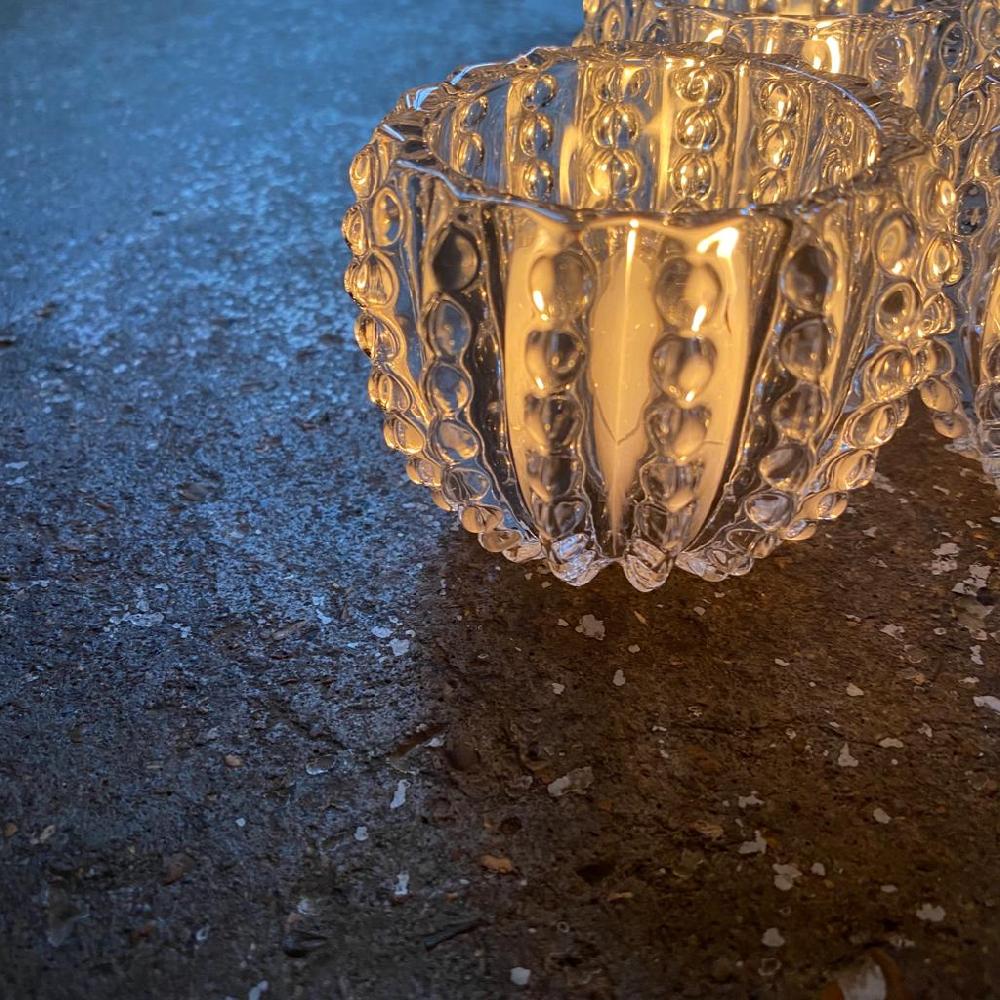 greige Glass Sea Urchin Tealight Holder