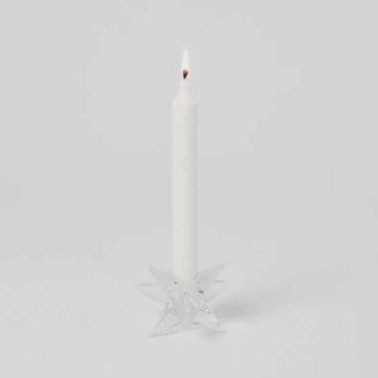 Greige Glass Star Candle Holder