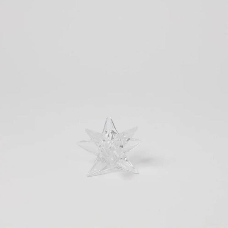 Greige Glass Star Candle Holder