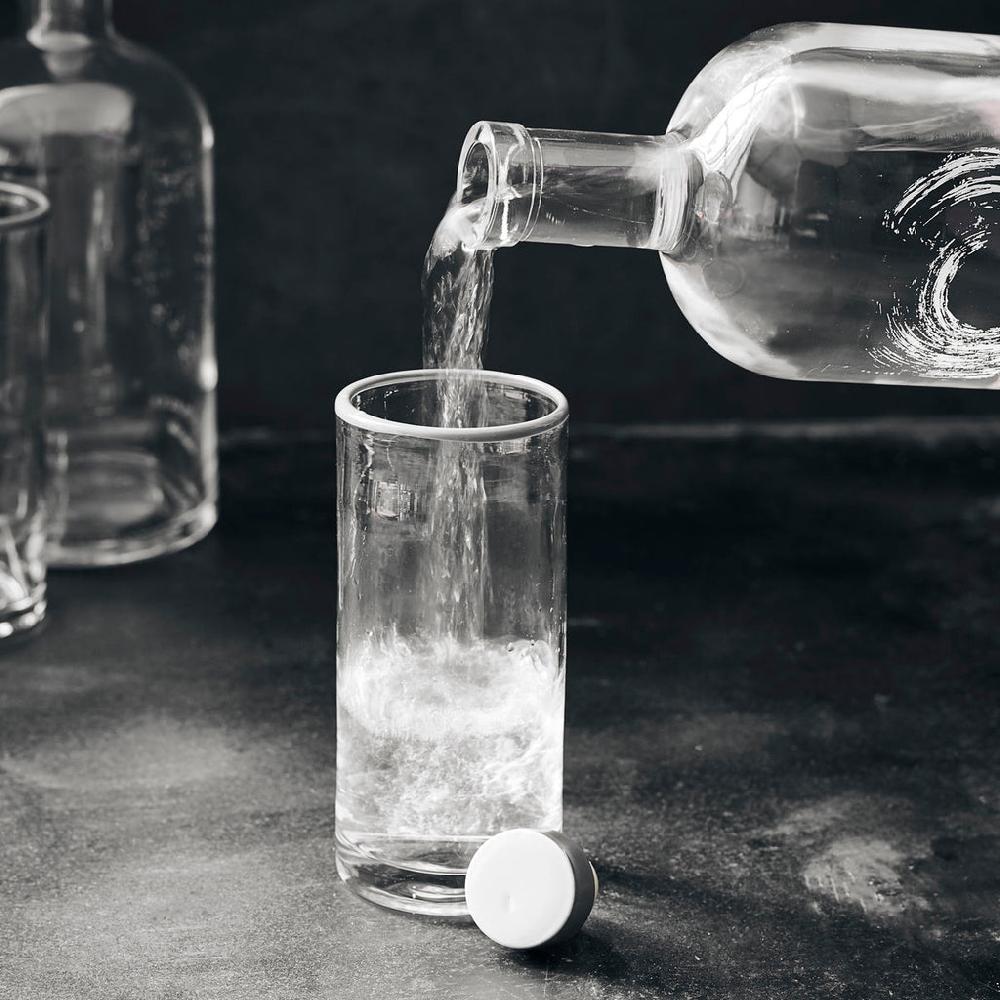 Greige Glass Water Bottle With Lid - Still