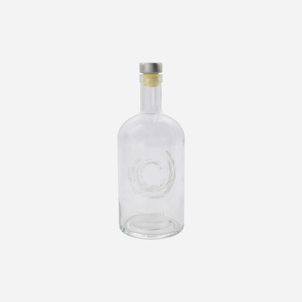 Greige Glass Water Bottle With Lid - Still