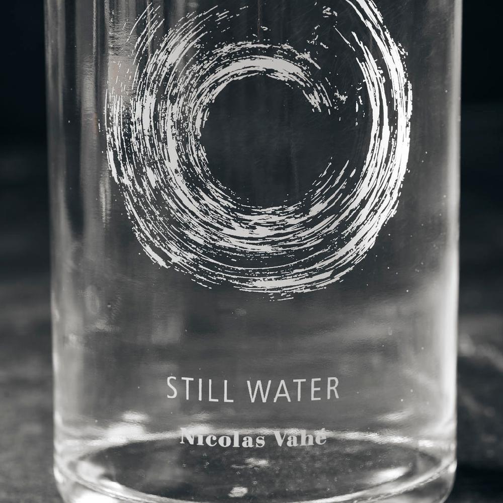 greige Glass Water Bottle with Lid - Still