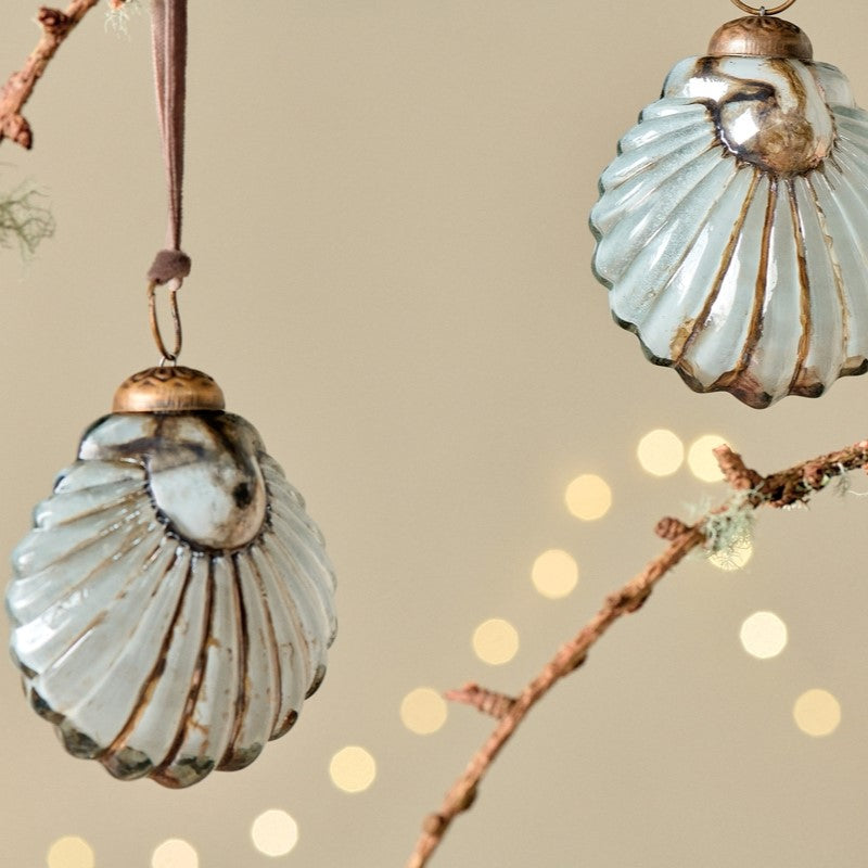 Greige Gold And Cream Shell Baubles - Set Of Four