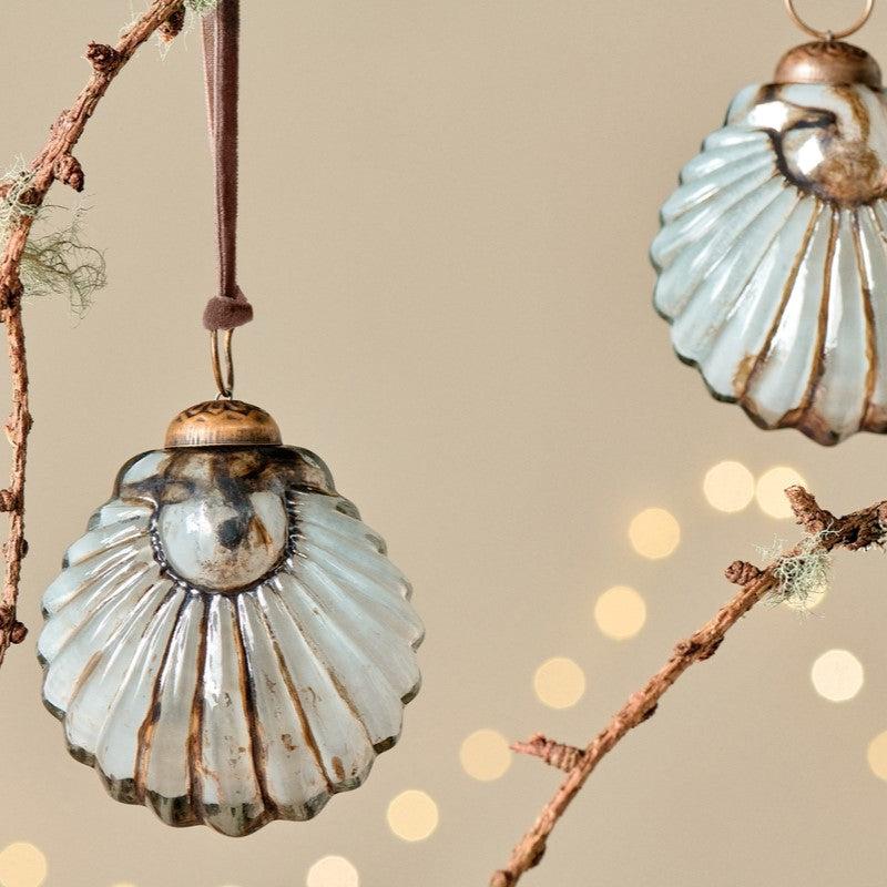 Greige Gold And Cream Shell Baubles - Set Of Four
