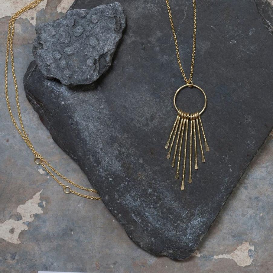 greige Gold Plated Pin Drop Necklace