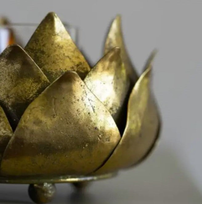 Greige Golden Artichoke Candle-Holder